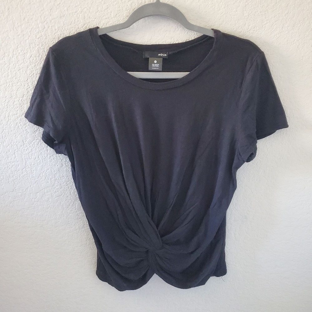Aqua twist front cropped shortsleeve tee